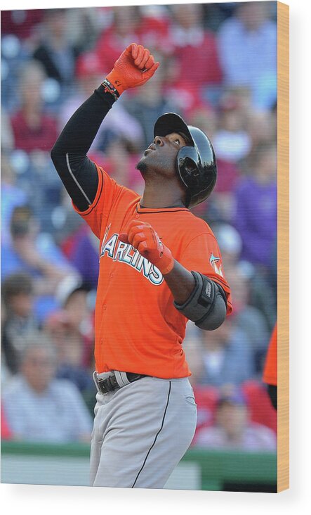 American League Baseball Wood Print featuring the photograph Marcell Ozuna by Greg Fiume