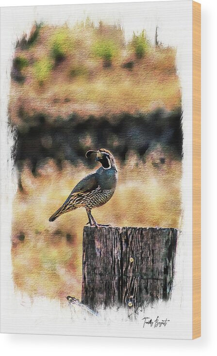 Quail Wood Print featuring the photograph Matriarch of the Family w/ Dream Vignette Border by Tammy Bryant