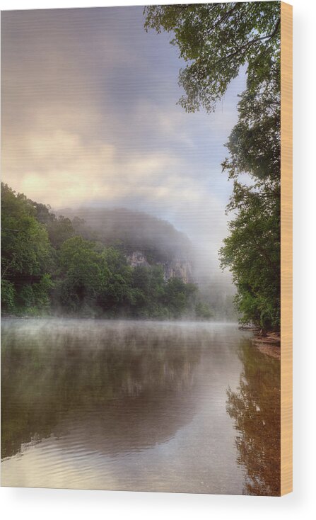Mist Wood Print featuring the photograph Meramec River at Vilander Bluffs by Robert Charity