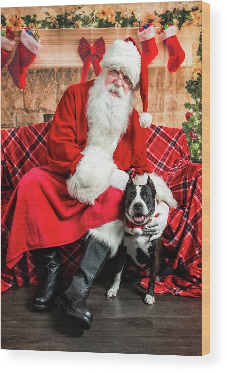 Mia Wood Print featuring the photograph Mia with Santa 2 by Christopher Holmes