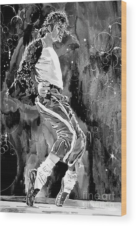 Michael Jackson Wood Print featuring the painting Michael Jackson Step by David Lloyd Glover