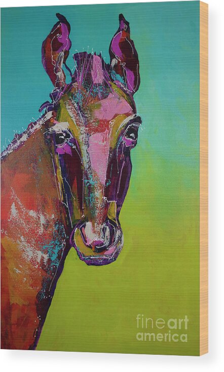 Horse Wood Print featuring the painting Midnight Ride II by Robin Valenzuela