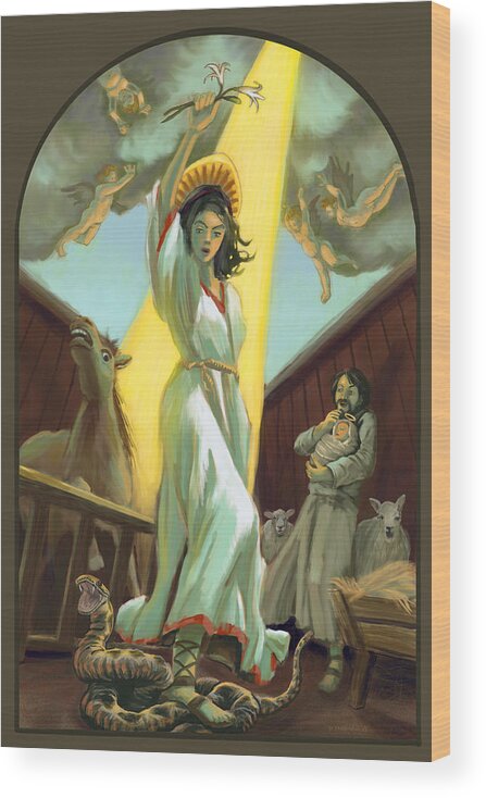 Nativity Wood Print featuring the digital art Mighty Mother Mary by Don Morgan