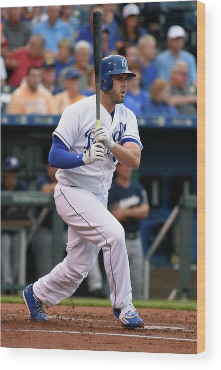 Second Inning Wood Print featuring the photograph Mike Moustakas by Ed Zurga