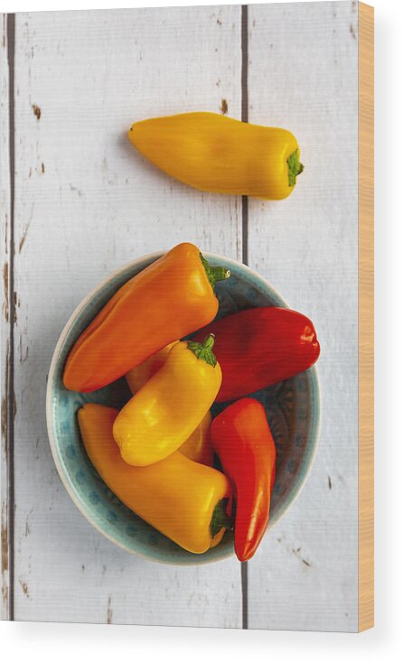 Red Bell Pepper Wood Print featuring the photograph Mini Bell Peppers In Bowl by Lacaosa