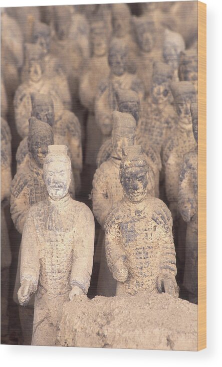 Statue Wood Print featuring the photograph Miniature Terracota Warriors, Shenzen, Guangdong Province, China by Dallas and John Heaton