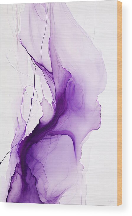 Purple Wood Print featuring the painting Minimalist Art in Purple by Lourry Legarde