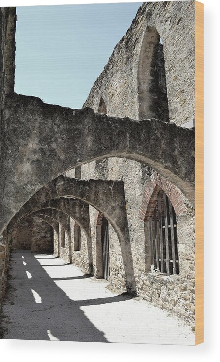 Historical Photograph Wood Print featuring the photograph Mission San Jose Arches No Two by Expressions By Stephanie