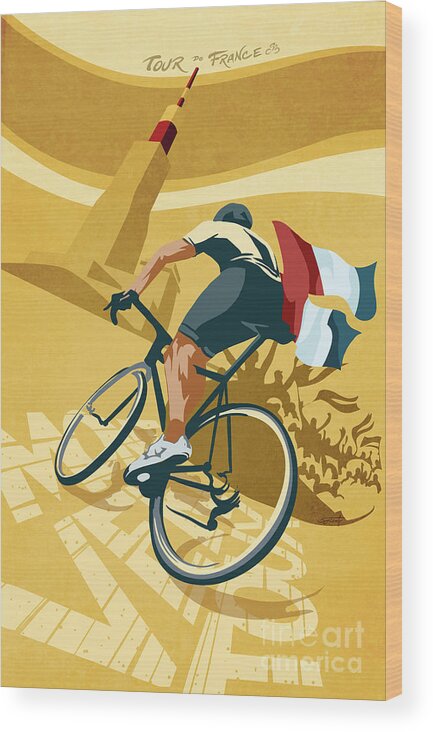 Retro Poster Art Wood Print featuring the painting Mont Ventoux by Sassan Filsoof