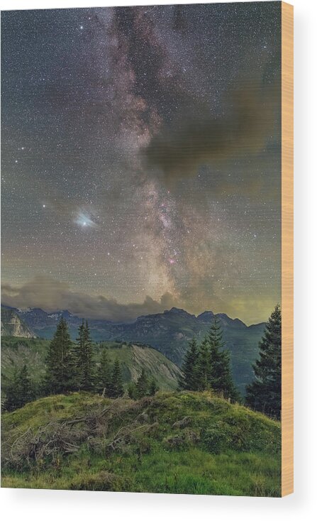 Switzerland Wood Print featuring the photograph Moody Night by Ralf Rohner