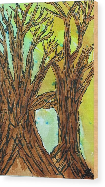 Trees Wood Print featuring the painting Naked Trees #10 by Anjel B Hartwell