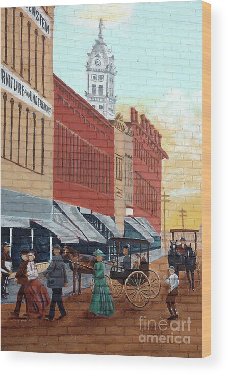 Mural Wood Print featuring the photograph Napoleon Ohio Mural by Dave Rickerd 9856 by Jack Schultz