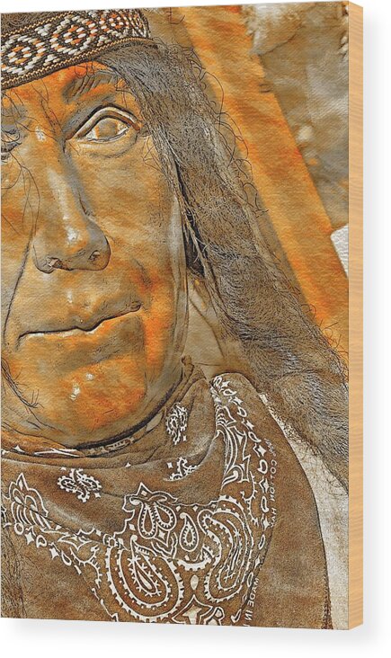 Native American Photo Wood Print featuring the mixed media Native American by Bob Pardue