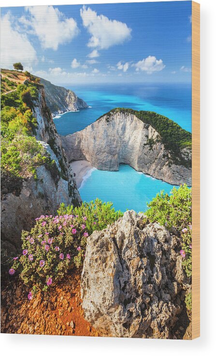 Greece Wood Print featuring the photograph Navagio Bay by Evgeni Dinev