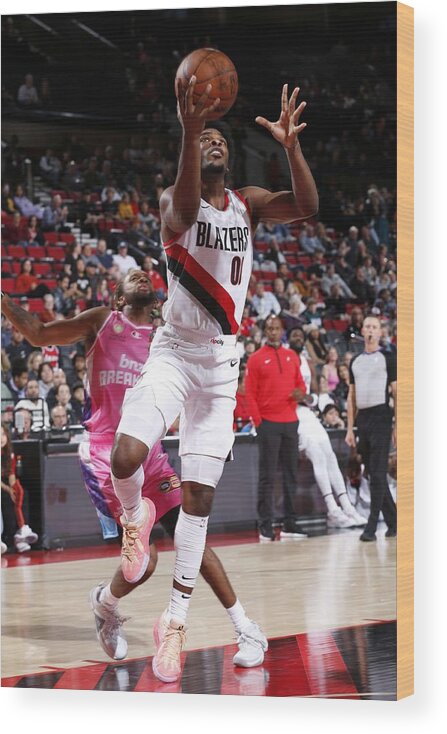 Nba Pro Basketball Wood Print featuring the photograph New Zealand Breakers v Portland Trail Blazers by Cameron Browne