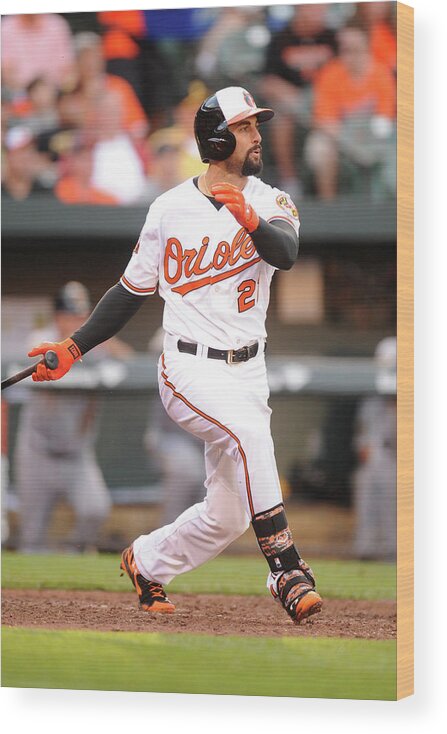 American League Baseball Wood Print featuring the photograph Nick Markakis by Mitchell Layton