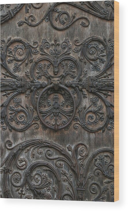 Paris Wood Print featuring the photograph Notre Dame Door Knocker by Ron Berezuk