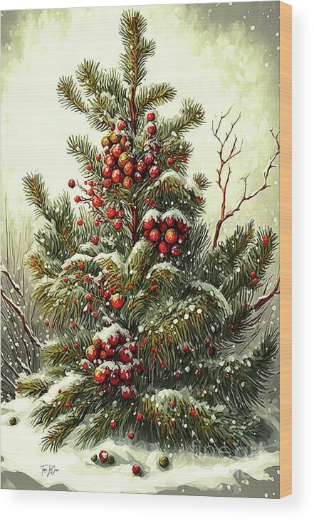 #faaadwordsbest Wood Print featuring the painting Oh Christmas Tree by Tina LeCour
