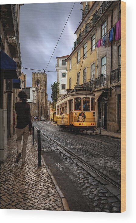 Tram28 Wood Print featuring the photograph Old streets by Jorge Maia