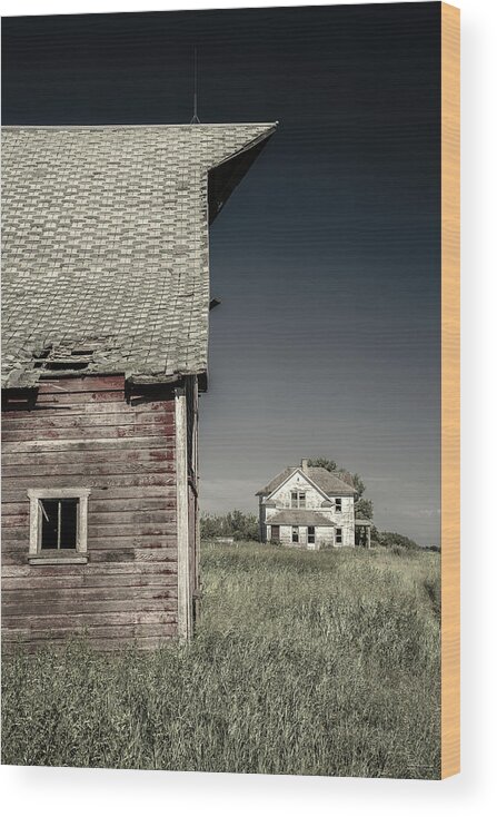 Abandoned Wood Print featuring the photograph Once Upon a Farm - Solberg homestead in Benson county ND by Peter Herman