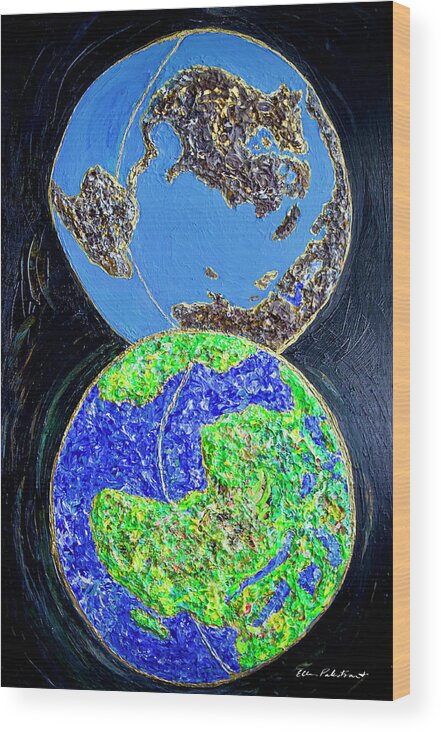 Wall Art Wood Print featuring the painting Our Earth Our Choice - Vertical by Ellen Palestrant