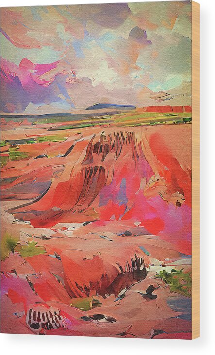 Painted Desert Wood Print featuring the digital art Painted Desert #1 by Deborah League