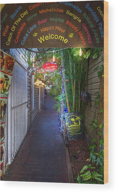 Key West Wood Print featuring the photograph Paradise Restaurant Key West by Mark Andrew Thomas