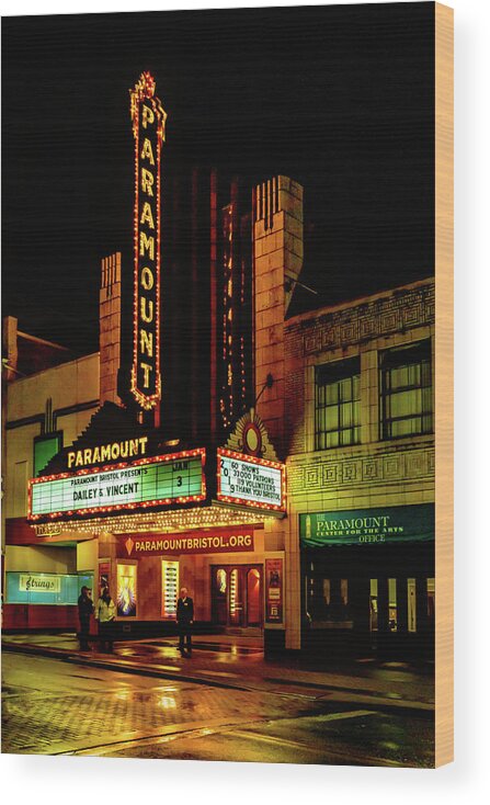 Paramount Bristol Wood Print featuring the photograph Paramount Bristol Marquee by Sharon Popek
