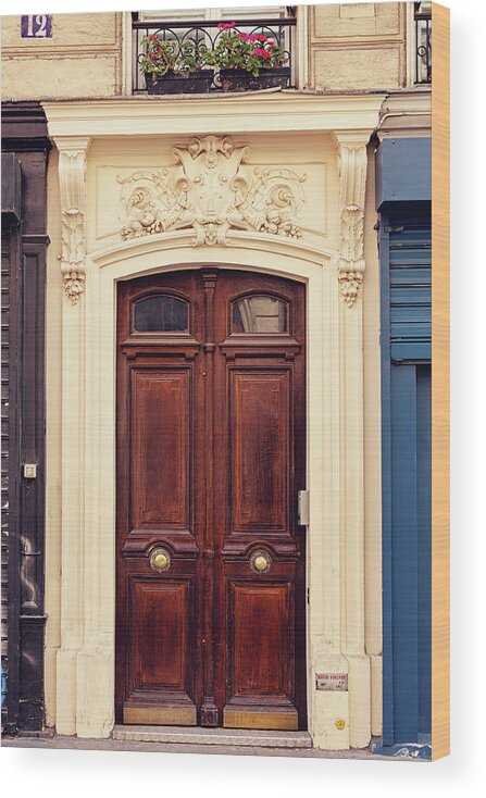 Paris Wood Print featuring the photograph Paris Doors - Harvest Basket by Melanie Alexandra Price