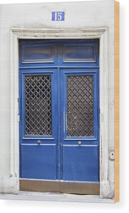 Paris Wood Print featuring the photograph Paris Doors No. 15 by Melanie Alexandra Price