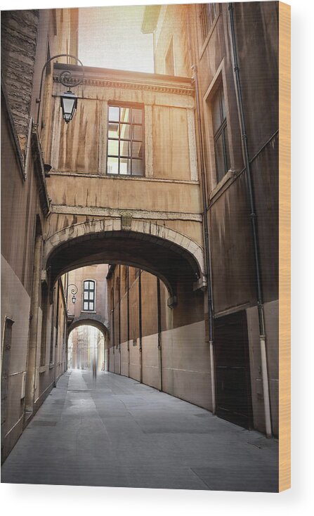 Lyon Wood Print featuring the photograph Passageways of Historic Lyon France by Carol Japp