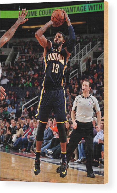 Nba Pro Basketball Wood Print featuring the photograph Paul George by Barry Gossage