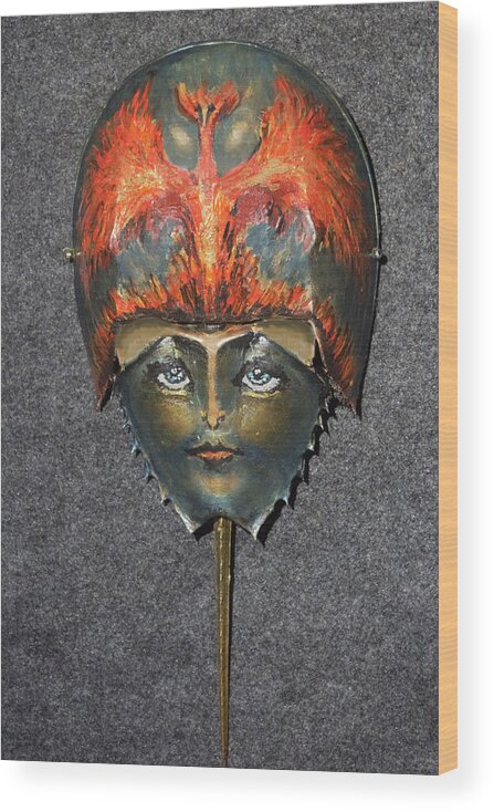  Wood Print featuring the painting Phoenix Helmeted Warrior Princess by Roger Swezey