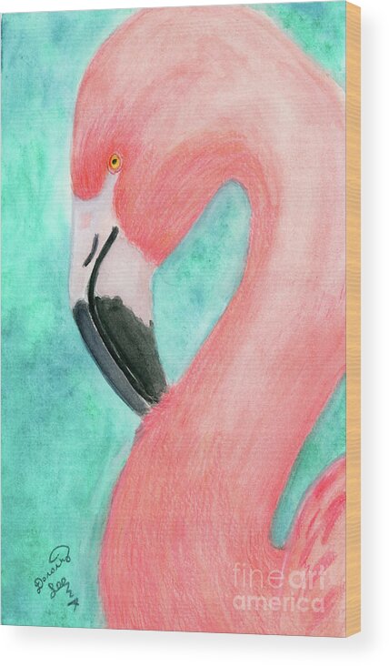 Dorothy Lee Art Wood Print featuring the painting Pink Flamingo by Dorothy Lee