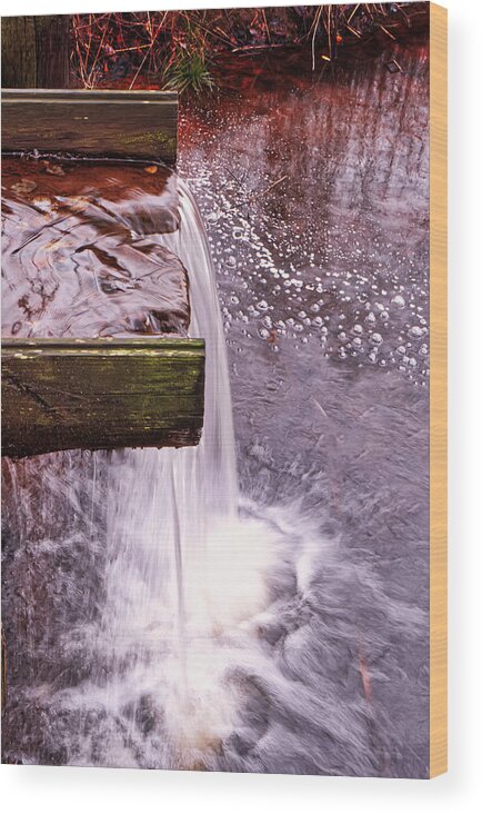 Spillway Wood Print featuring the photograph Pond Spillway At Big Brook Park by Gary Slawsky