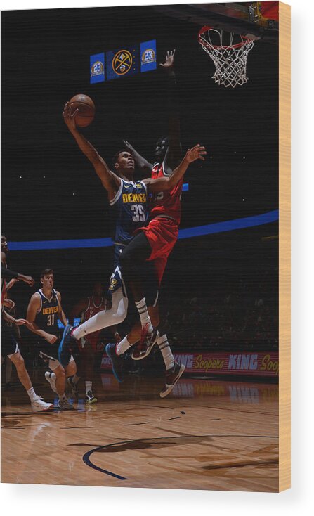 Pj Dozier Wood Print featuring the photograph Portland Trail Blazers v Denver Nuggets by Bart Young