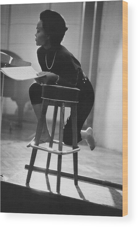 Actress Wood Print featuring the photograph Portrait of Eartha Kitt in the Studio by Martin Iger