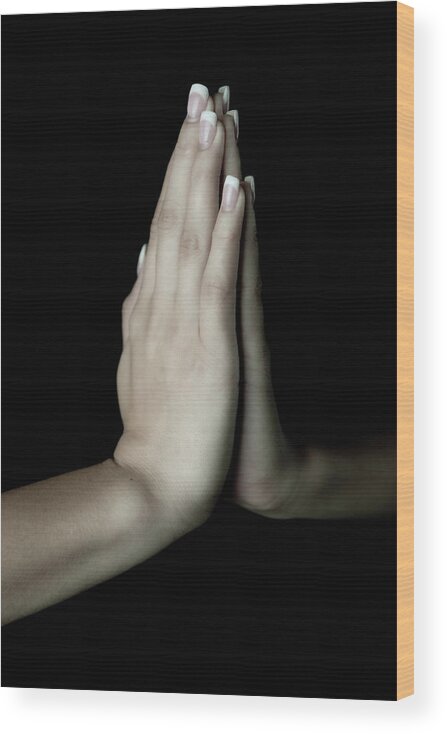 Yoga Wood Print featuring the photograph Prayer Hands by Marian Tagliarino