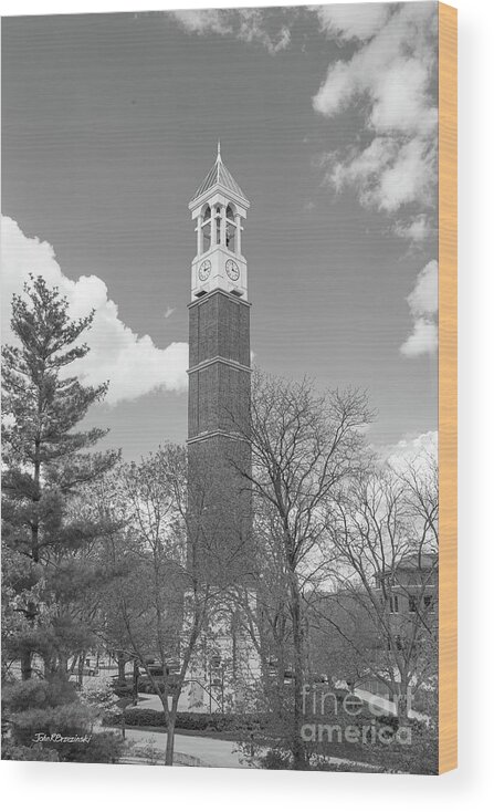 Purdue University Wood Print featuring the photograph Purdue University Clock Tower by University Icons
