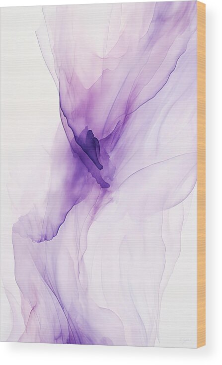 Purple Wood Print featuring the painting Purple Modern Abstract Art by Lourry Legarde