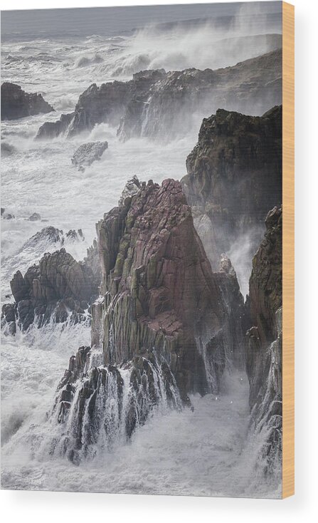 Aberdeenshire Wood Print featuring the photograph Raging Seas by Anita Nicholson