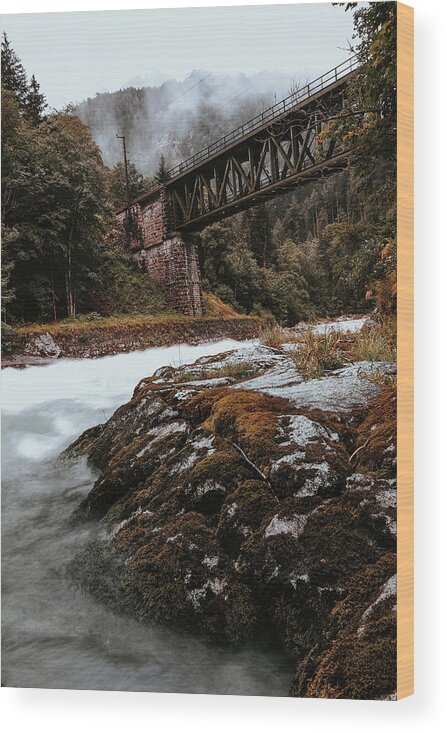 Transmission Wood Print featuring the photograph Railway bridge in Gesause National Park by Vaclav Sonnek