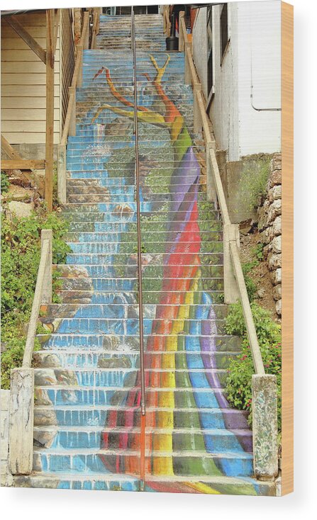 Stairway Wood Print featuring the photograph Rainbow Stairs by Lens Art Photography By Larry Trager