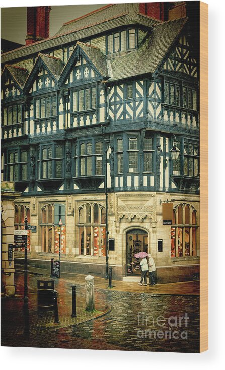 Chester Wood Print featuring the photograph Rainy Day, Chester, England by Elaine Teague