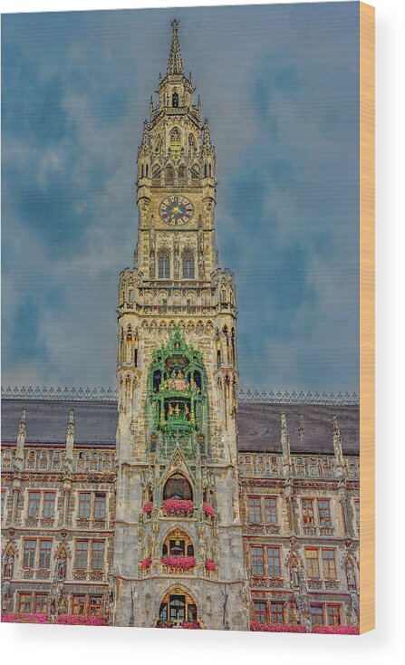 Munich Wood Print featuring the photograph Rathaus-Glockenspiel of Munich by Marcy Wielfaert