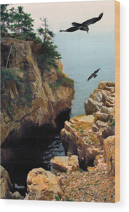 Landscape Wood Print featuring the painting Ravens Roost by Brent Ander