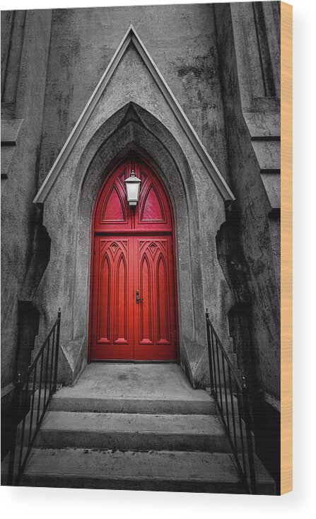 Savannah Wood Print featuring the photograph Red Church Door by Kenny Thomas