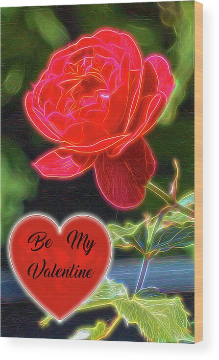 Rose Wood Print featuring the digital art Red Rose 3 by LGP Imagery