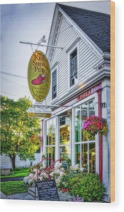 Red Shoe Pub Wood Print featuring the photograph Red Shoe Pub by Tatiana Travelways