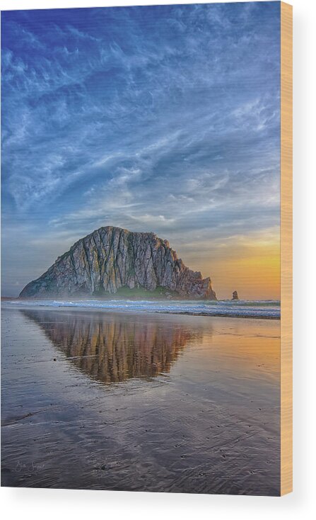 Morro Bay Wood Print featuring the photograph Reflection of The Rock by Beth Sargent